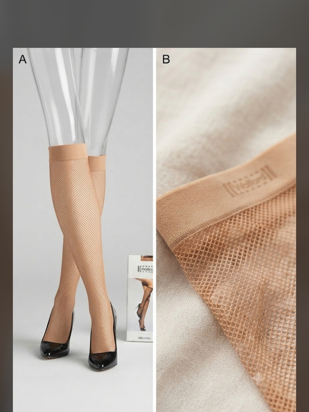 NWT Luxury Austrian Wolford Honey Fishnet Knee-High Socks Sz S